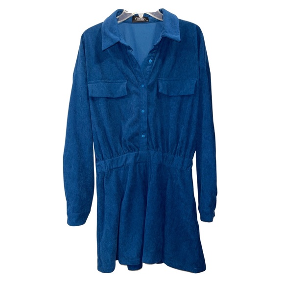 Cider Corduroy Button Up Long Sleeve Mini Dress - Picture 4 of 7